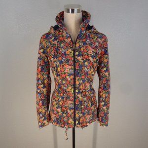 Women’s Charter Club PM Water Resistant Hooded Packable Floral Rain Coat sz PP